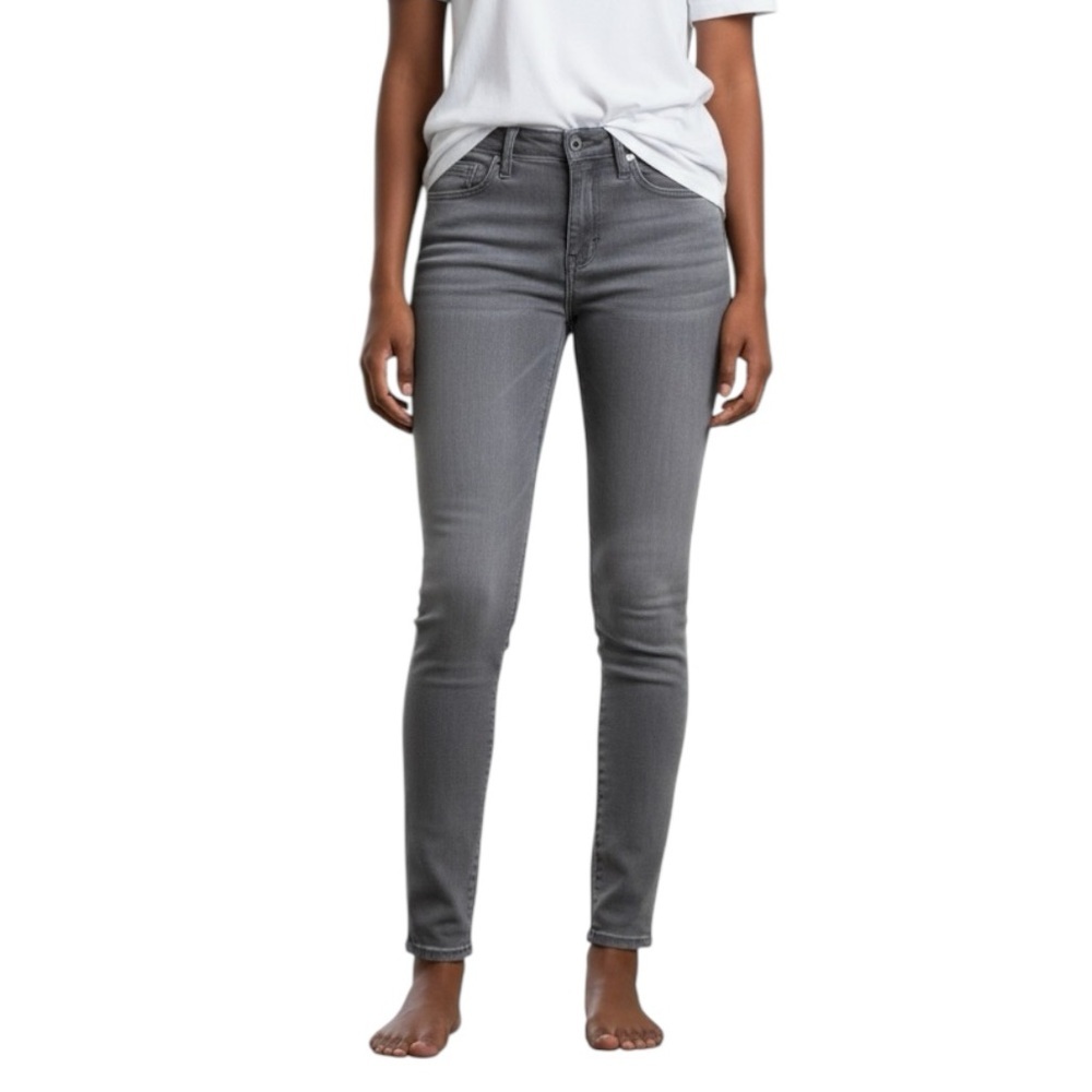 AG Adriano Goldschmied Women's Gray Skinny Lamb Leather Denim Jeans Size 26